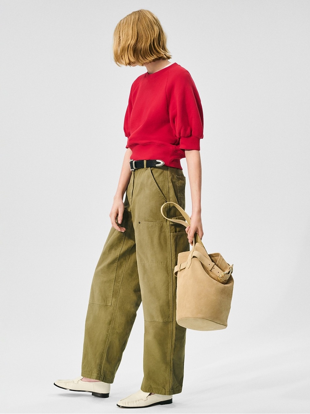 J Crew Carpenter Painter Canvas Pants Womens 28 tan High Rise Wide Baggy Cotton - Picture 4 of 16